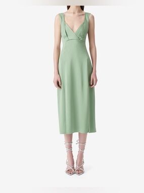 NWT Iro Paris Saran Almond Green Wrap Midi Dress Sz 34 Sleeveless Viscose $435